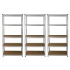 3 Garage Shelving Units 5 Tier Racking Storage Warehouse Bays Industrial Heavy Duty Boltless Galvanised Steel Shelves / FREE Rubber Mallet & Bay Connectors
