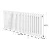 Traditional 3 Column Radiator 600mm x 1192mm Modern Central Heating Heater Gloss White Carbon Steel Horizontal Wall Mounted Kitchen Living Room Bathroom Cleaning Brush Fixing Kit & Brackets