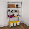 Wire Shelving Rack 5 Tier Metal Storage Unit Heavy Duty Free Standing Boltless Height Adjustable Shelves & Levelling Feet Kitchen Office Garage Silver Chrome 1000kg Weight Capacity
