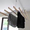 Clothes Airer Ceiling Pulley Maid Traditional Mounted Clothing Dryer 6 Lath Laundry Drying Rack Rail 1.4m White