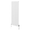 Oval Column Radiator 1800mm x 600mm & TRV Chrome Valves Modern Designer Double Panel Central Heating Heater White Steel Vertical Kitchen Living Room FREE Cleaning Brush Fixing Kit & Brackets
