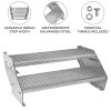 Metal Staircase 2 Section Adjustable Height 90cm / 900mm Wide Galvanised Steel Silver 2 Steps Weatherproof Grate Step Outdoor Garden Patio Modular Stairs 5mm Rod Thickness FREE Fixing Kit