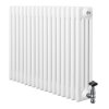 Traditional 4 Column Radiator & Valves - 600 x 785mm - White