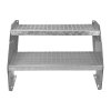 Metal Staircase 2 Section Adjustable Height 60cm / 600mm Wide Galvanised Steel Silver 2 Steps Weatherproof Grate Step Outdoor Garden Patio Modular Stairs 5mm Rod Thickness FREE Fixing Kit