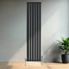 Flat Single Column Radiator & Valves - 1800mm x 420mm - Anthracite Grey