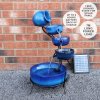 Water Feature Garden Fountain Solar Powered Outdoor Garden Cascade Ornament D̩cor Patio Resin Blue Freestanding Cascading 4 Tier Spilling Bowls
