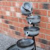 Water Feature Garden Fountain Solar Powered Outdoor Garden Cascade Ornament D̩cor Patio Resin Grey Freestanding Cascading 4 Tier Spilling Bowls