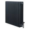 Traditional 4 Column Radiator & Valves - 600 x 605mm - Anthracite Grey