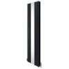 Oval Panel Radiator With Mirror 1800mm x 500mm & TRV Chrome Valves Designer Double Column Vertical Anthracite Grey Carbon Steel Wall Mounted Kitchen Living Room Cleaning Brush Fixing Kit & Brackets
