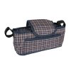 Pet Stroller Pushchair & Caddy Bag Organiser Detachable Blue Tartan Foldable Carrier 15kg Capacity Wheels Brakes Dog Hook Leash Canopy Mesh Windows Basket Cup Holders Pockets & Waterproof Rain Cover