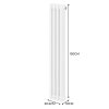 Traditional 3 Column Radiator 1500mm x 202mm Modern Central Heating Heater Gloss White Carbon Steel Vertical Wall Mounted Kitchen Living Room Bathroom Cleaning Brush Fixing Kit & Brackets