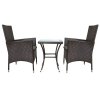 Garden Outdoor Rattan Bistro Set Furniture 3 PCs Patio Weave Companion Chair Table Set Conservatory Balcony 2 Seater Brown FREE Rain Cover
