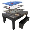 7-In-1 Games Table & Storage Benches x 2 - Grey