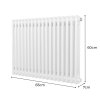 Traditional 2 Column Radiator 600mm x 832mm Modern Central Heating Heater Gloss White Carbon Steel Horizontal Wall Mounted Kitchen Living Room Bathroom FREE Cleaning Brush Fixing Kit & Brackets