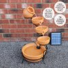 Water Feature Garden Fountain Solar Powered Outdoor Garden Cascade Ornament D̩ecor Patio Resin Terracotta Freestanding Cascading 4 Tier Spilling Bowls