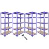 1 x Corner Garage Racking Unit & 4 x Single Racking Storage Units / 5 T-Rax Blue Steel & MDF Shelves / 6925kg capacity / 265kg per shelf / Free Rubber Mallet