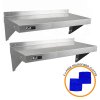 2 x KuKoo Commercial Stainless Steel Shelves Kitchen Wall Shelf Catering Corrosion Resistant & Free Microfiber Cloths 1000mm x 300mm