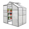 Greenhouse Polycarbonate, Clear, Aluminium Frame, Silver, Growhouse with Window & Sliding Door 6ft x 4ft