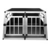 Pet Car Transport Crate Cage Aluminium Travel Box Trapezoidal Dog Cat Puppy Carrier Estate Vehicle 1 Door 50 x 54 x 69cm | FREE Plastic Washable Mat