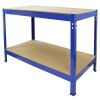Q-Rax Garage Heavy Duty Steel Shed / Metal DIY Workbench, Workshop Table Work Bench Blue
