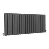 Designer Radiators 60 x 140cm Flat Panel Modern Central Heating Anthracite Grey Horizontal Column Double Panel Wall Mounted Slimline Kitchen Living Room Bathroom Commercial Cleaning Brush & Fixing Kit