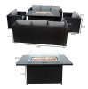 8 Seater Rattan Furniture Set With Firepit - Black