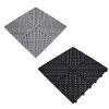Vented Modular Interlocking Flooring Tiles 165 Grey & 60 Black With Edges & Hexagon LED Lighting 28 White Lights & Border 6500K 3 Mount Options & Suspended Ceiling Kit Single Garage Floor Mat 6m x 6m