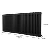 Traditional 2 Column Radiator 600mm x 1462mm Modern Central Heating Heater Matt Black Carbon Steel Horizontal Wall Mounted Kitchen Living Room Bathroom FREE Cleaning Brush Fixing Kit & Brackets