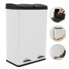 Recycling Pedal Bin Double Compartments Large 60L Rubbish Capacity Heavy-duty Metal Dustbin In White Kitchen Waste Garbage Dual Trash Can Eco
