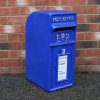 Royal Mail Post Box Scottish with Floor Stand ER Cast Iron Wall Mounted Wedding Authentic Pillar Replica Lockable Post Office Letter Box Blue