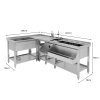 Deluxe Cocktail Bar Station Ice Well & Modular Corner Unit Stainless Steel Sink Mixer Tap Speed Rail Shelves Drink Refresher Gastro Pots Removable Dividers Splashback 2 Connector Brackets & Shaker
