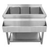 Deluxe Cocktail Bar Station Ice Well & Modular Corner Unit Stainless Steel Sink Mixer Tap Speed Rail Shelves Drink Refresher Gastro Pots Removable Dividers Splashback 2 Connector Brackets & Shaker