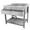 Deluxe Cocktail Bar Station Ice Well & Modular Corner Unit Stainless Steel Sink Mixer Tap Speed Rail Shelves Drink Refresher Gastro Pots Removable Dividers Splashback 2 Connector Brackets & Shaker