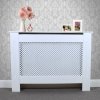 Radiator Cover White MDF Trellised Grill Modern Cabinet Shelf 1115mm
