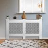 Radiator Cover White MDF Trellised Grill Modern Cabinet Shelf 1720mm