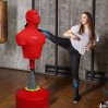 Free Standing Boxing Dummy Large Size Red 175cm Martial Arts Kick Boxing Training Body Revolution Indoor Outdoor Realistic MMA Opponent Partner Punch BOB Targeted Striking Mannequin Portable Gym Use