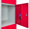MonsterShop Metal Lockers 4 Door Storage Cupboard Red & Grey Assembled Metal Lockable Unit Filing Cabinet School Staff Gym Changing