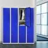 MonsterShop 3 x Blue 2 Door Metal Storage Lockers, Red & Grey Steel Lockable Unit, Staff Gym School Changing Room
