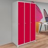 MonsterShop 3 Door Wide Steel Storage Lockers, Red & Grey Metal Lockable Unit, School Staff Gym Changing