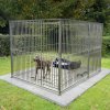 Dog Run Panels Galvanised Steel Kennel Heavy Duty Walk In Animal Enclosure Pen Fence Playpen Outdoor Support Bar 8cm Bar Spacing 1.84m x 1.5m Modular FREE Ground Fixing Brackets & Fixing Kit