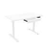 Electric Standing Desk 120 x 60cm White Height Adjustable Ergonomic Sit Stand Computer Workstation Built In Drawer USB A & C Charging Cable Holes & Tray Bag Hook Office Table Timer Memory Smart Panel
