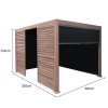 Wood Effect Aluminium Pergola With Blinds, 2 x Side Panels & LED Lights - 3m x 3m