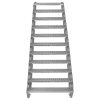 Metal Staircase 11 Section Adjustable Height 90cm / 900mm Wide Galvanised Steel Silver 11 Steps Weatherproof Grate Step Outdoor Garden Patio Modular Stairs 5mm Rod Thickness FREE Fixing Kit