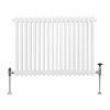 Traditional 2 Column Radiator 600mm x 832mm Modern Central Heating Heater Gloss White Carbon Steel Horizontal Wall Mounted Kitchen Living Room Bathroom FREE Cleaning Brush Fixing Kit & Brackets
