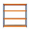 Garage Racking S-Rax Shelving Unit 4 Shelf 180cm x 180cm x 60cm Rack Heavy Duty Steel 300kg Capacity Per Shelf Adjustable Layout Boltless Assembly Rubber Feet 3 Reinforced Support Bars Warehouse