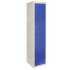 MonsterShop Metal Lockers 4 Door Storage, Flatpack Blue & Grey Metal Lockable Unit, School Staff Gym Changing