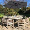 3m Cantilever Garden Parasol Banana Hanging Umbrella Winding Crank Shade Patio Outdoor Sun Shade Tilt UV Protection | Grey Square Base