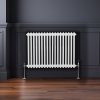 Traditional 2 Column Radiator 600mm x 832mm Modern Central Heating Heater Gloss White Carbon Steel Horizontal Wall Mounted Kitchen Living Room Bathroom FREE Cleaning Brush Fixing Kit & Brackets