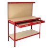 Metal Workbench With Pegboard And Drawer Heavy-Duty Steel Tool Storage Station Unit With Shelves FREE 40 Hooks DIY Workshop Industrial Work-Top Garage Work-table Red