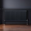 Traditional 2 Column Radiator 600mm x 1192mm Modern Central Heating Heater Matt Anthracite Grey Carbon Steel Horizontal Wall Mounted Kitchen Living Room Bathroom Cleaning Brush Fixing Kit & Brackets